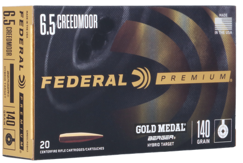 Federal GM65CRDBH2 Premium Gold Medal 6.5Creedmoor 140gr Berger Hybrid Target 20 Per Box/10 Case