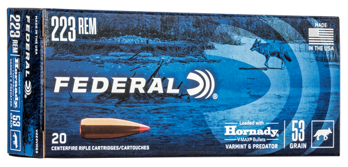 Federal V223VM53 Varmint & Predator  223Rem 53gr Hornady V-Max 20 Per Box/10 Case