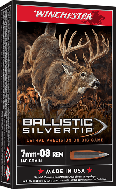 Winchester Ammo SBST708 Ballistic Silvertip  7mm-08Rem 140gr Rapid Controlled Expansion Polymer Tip 20 Per Box/10 Case