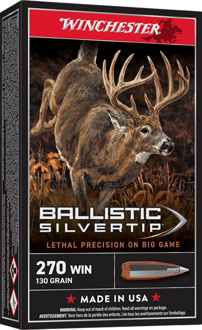Winchester Ammo SBST270 Ballistic Silvertip  270Win 130gr Rapid Controlled Expansion Polymer Tip 20 Per Box/10 Case