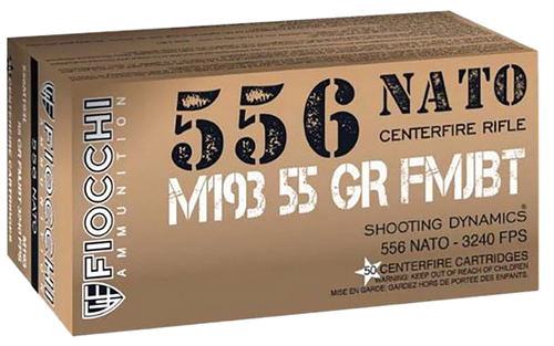 Fiocchi 556M193L   5.56NATO 55gr Full Metal Jacket Boat Tail 50 Per Box/20 Case