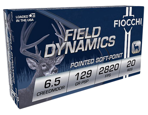 Fiocchi 65CMB Field Dynamics  6.5Creedmoor 129gr Pointed Soft Point 20 Per Box/10 Case