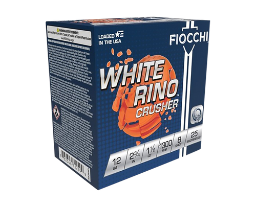 Fiocchi 12WRCRS8 Exacta Target White Rino Crusher 12Gauge 2.75" 1 1/8oz 8Shot 25 Per Box/10 Case