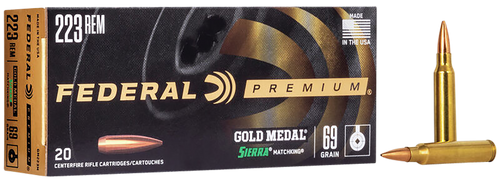 Federal GM223M3 Premium Gold Medal 223Rem 77gr Sierra MatchKing BTHP 20 Per Box/10 Case