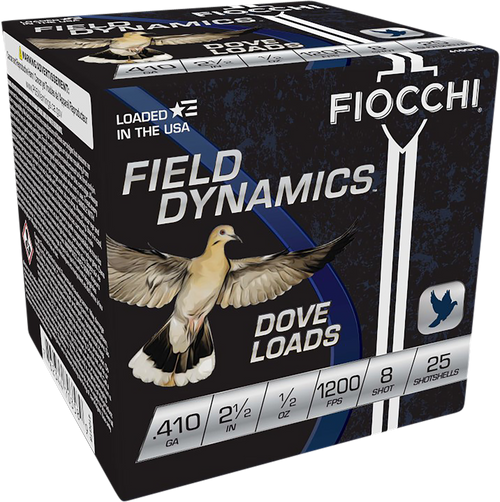 Fiocchi 410GT8 Field Dynamics Dove & Quail 410Gauge 2.50" 1/2oz 8Shot 25 Per Box/10 Case