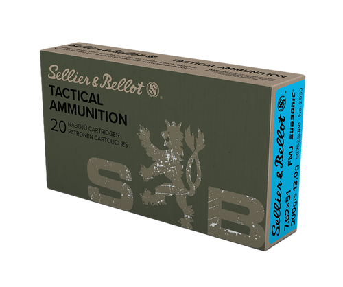 Sellier & Bellot SB762SUBB Rifle  308Win 200gr Full Metal Jacket Subsonic 20 Per Box/25 Case