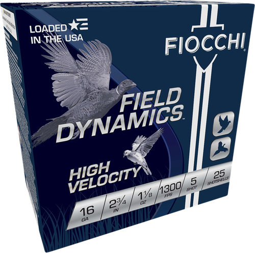 Fiocchi 16HV5 Field Dynamics High Velocity 16Gauge 2.75" 1 1/8oz 5Shot 25 Per Box/10 Case