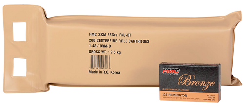 PMC 223ABP Bronze Battle Pack 223Rem 55gr Full Metal Jacket Boat Tail 200 Per Box/5 Case