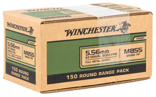 Winchester Ammo WM855150 USA M855 Green Tip 5.56x45mmNATO 62gr Full Metal Jacket 150 Per Bx/4 Case *Value Pack