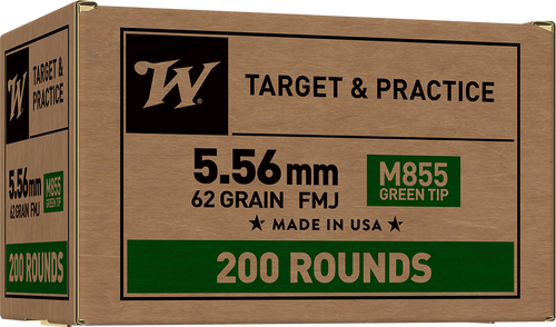 Winchester Ammo WM855200 USA M855 Green Tip 5.56x45mmNATO 62gr Full Metal Jacket 200 Per Box/4 Case
