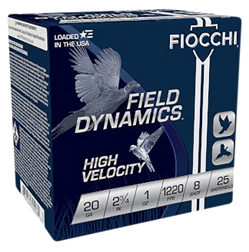 Fiocchi 20HV8 Field Dynamics High Velocity 20Gauge 2.75" 1oz 8Shot 25 Per Box/10 Case