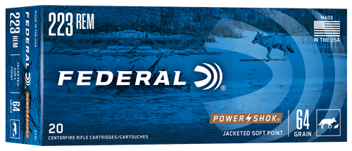Federal 223L Power-Shok  223Rem 64gr Jacketed Soft Point 20 Per Box/10 Case