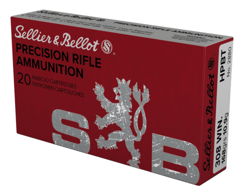 Sellier & Bellot SB308G Rifle  308Win 168gr Hollow Point Boat Tail 20 Per Box/25 Case