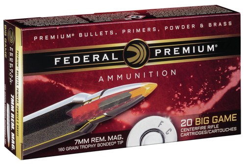 Federal PR7TT1 Premium  7mmRemMag 160gr Trophy Bonded Tip 20 Per Box/10 Case