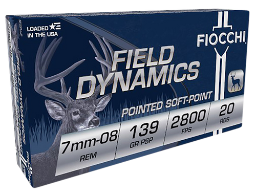 Fiocchi 7MM08B Field Dynamics  7mm-08Rem 139gr Pointed Soft Point 20 Per Box/10 Case