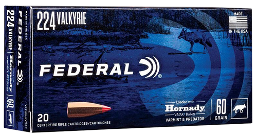 Federal V224VLKVM60 Varmint & Predator  224Valkyrie 60gr Hornady V-Max 20 Per Box/10 Case