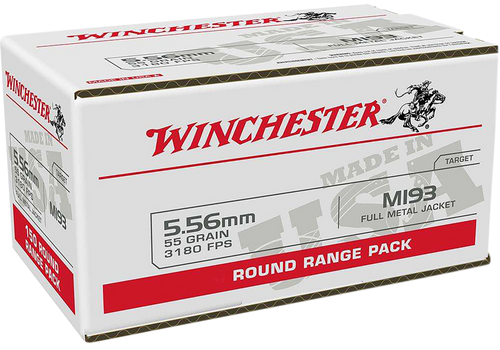 Winchester Ammo WM193100   5.56mm 55gr Full Metal Jacket 100 Per Box/10 Case