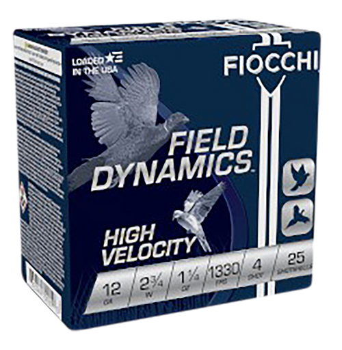 Fiocchi 12HV4 Field Dynamics High Velocity 12Gauge 2.75" 1 1/4oz 4Shot 25 Per Box/10 Case