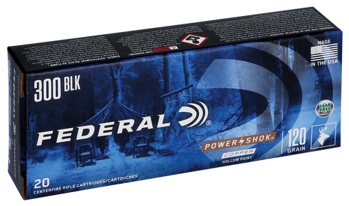 Federal 300BLK120LFA Power-Shok  300Blackout 120gr Copper Hollow Point 20 Per Box/10 Case