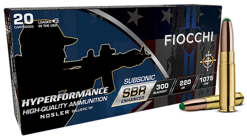 Fiocchi 300BKSBS Hyperformance  300Blackout 220gr Nosler BT 20 Per Box/10 Case