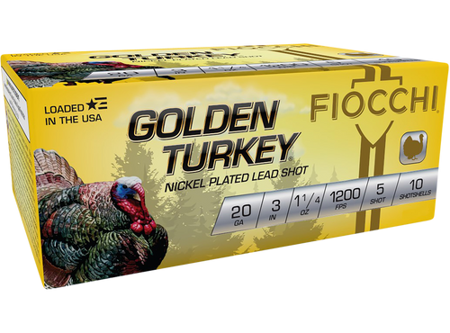 Fiocchi 203TRKC5 Golden Turkey  20Gauge 3" 1 1/4oz 5Shot 10 Per Box/10 Case