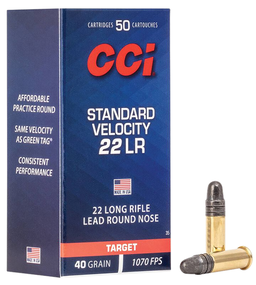 CCI 0035 Standard Velocity  22LR 40gr Lead Round Nose 50 Per Box/100 Case