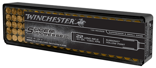 Winchester Ammo SUP22LRHP Super Suppressed  22LR 40gr Lead Hollow Point 100 Per Box/20 Case