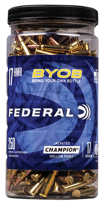 Federal 770BTL250 Champion Training BYOB 17HMR 17gr Speer TNT Jacketed Hollow Point 250 Per Box/8 Case