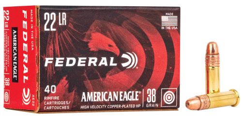 Federal AE22 American Eagle  22LR 38gr Copper Plated Hollow Point 40 Per Box/100 Case
