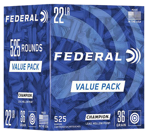 Federal 747 Champion Training Value Pack 22LR 36gr Lead Hollow Point 525 Per Box/10 Case