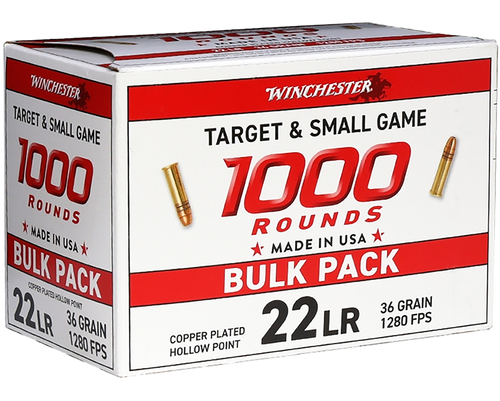 Winchester Ammo 22LR1KHP   22LR 36gr Plated Hollow Point 1000 Per Box/2 Case