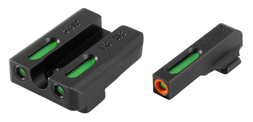 TruGlo TG13SG1PC TFX Pro  Black | Green Tritium & Fiber Optic Orange Outline Front Sight Green Tritium & Fiber Optic Rear Sight