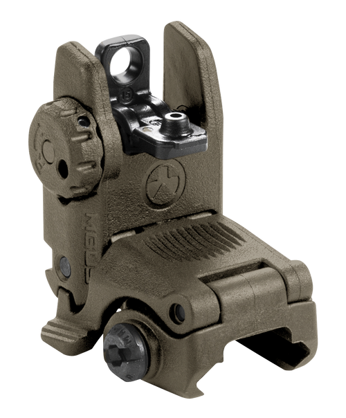 Magpul MAG248-ODG MBUS Sight Rear  Olive Drab Green Polymer, Spring-Loaded Flip Up for AR-15/ M16