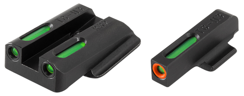 TruGlo TG13RS2PC TFX Pro  Black | Green Tritium & Fiber Optic Orange Outline Front Sight Green Tritium & Fiber Optic Rear Sight