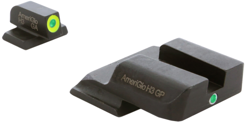 AmeriGlo SW301 i-Dot Sight Set for Smith & Wesson M&P  Green Tritium LumiGreen Outline Front Sight-Green Tritium Rear Sight