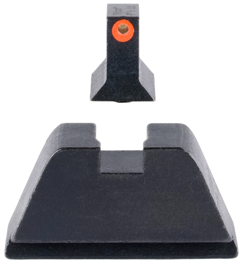Trijicon GL201C601138 Suppressor/Optic Height Sights  Green/Tritium Orange Outline Front Sight-Black/Blank Rear Sight Glock 17/17L/19/22 Standard Frame