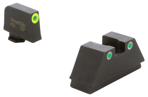 AmeriGlo GL333 Optic Compatible Sight Set for Glock  XL Tall Green Tritium LumiGreen Outline Front Sight-Green Tritium White Outline Rear Sight