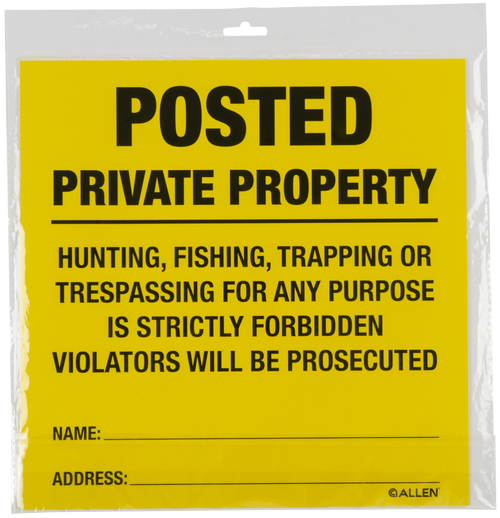 ALLEN 15824 POSTED NO TRESPASSING SIGN 12 PK