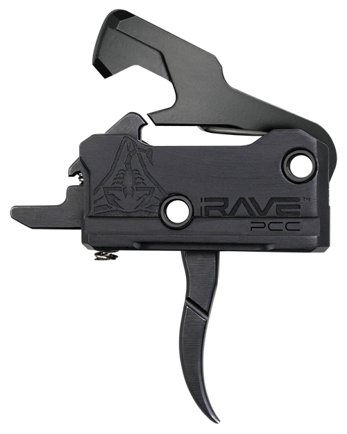 Rise Armament T017PCCBLK Rave Pistol Caliber Carbine Single-Stage Curved Trigger with 3.50 lbs Draw Weight & Black Nitride Finish for AR-Platform