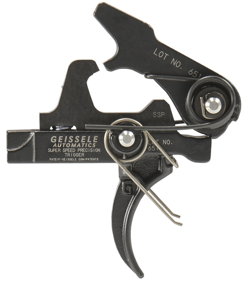 Geissele Automatics 05400 SSP  Single-Stage Curved Trigger with 3-3.75 lbs Draw Weight & Black Oxide Finish for AR-Platform
