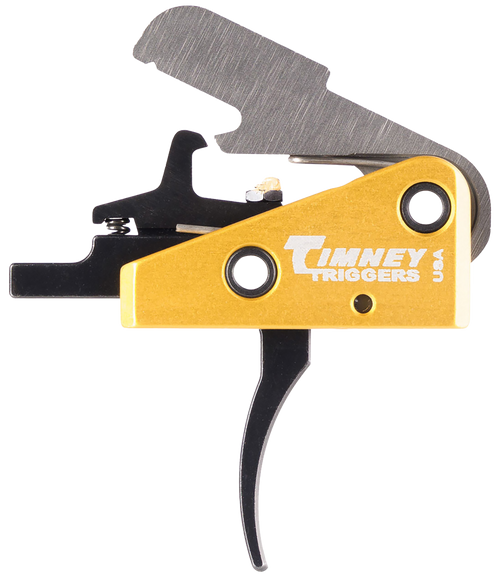 Timney Triggers 667S Competition Trigger  Single-Stage Curved Trigger with 3 lbs Draw Weight & Black/Gold Finish for AR-15