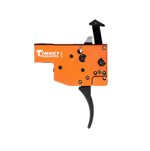 Timney Triggers 430 Replacement Trigger  Two-Stage Curved Trigger with 8 oz/1 lb Draw Weight & Black/Orange Finish for Tikka T3