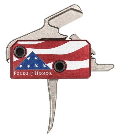 Rise Armament RA13FOLDSPT The Patriot High Performance Single-Stage Flat Trigger with 3.50 lbs Draw Weight & Silver/Red/White/Blue Finish for AR-Platform Right