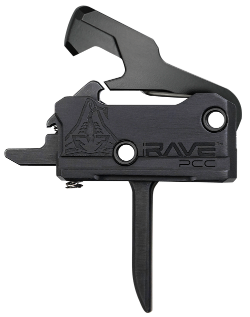 Rise Armament T017FPCCBLK Rave Pistol Caliber Carbine Single-Stage Flat Trigger with 3.50 lbs Draw Weight & Black Nitride Finish for AR-Platform