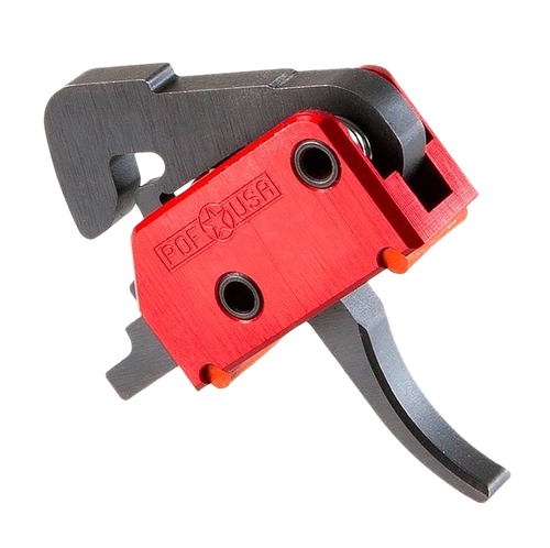 Patriot Ordnance Factory 00457 Drop-In  Single-Stage Curved Trigger with 4.50 lbs Draw Weight & Black/Red Finish for AR-Platform