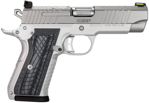 Kimber Mfg.,inc 3100012 KDS9C  9mm 15+1 4.09" KimPro Silver  Front and Rear Serrations Stainless Steel Slide Gray and Black G10 Crosshatch Grip