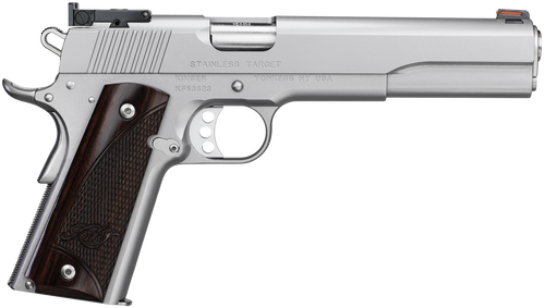 Kimber Mfg.,inc 3000372 Stainless Target LS 10mm 8+1 6" Ramped Barrel Satin Silver Stainless Steel Slide Rosewood Grip