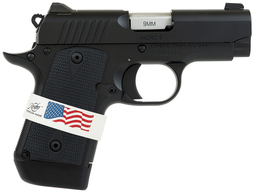 Kimber Mfg, Inc 3300244 Micro 9 Liberty Micro Frame 9mm Luger 7+1 3.15" Stainless Ramped Barrel, KimPro II Black Serrated Stainless Steel Slide, Kimpro II Black Aluminum Frame w/Beavertail