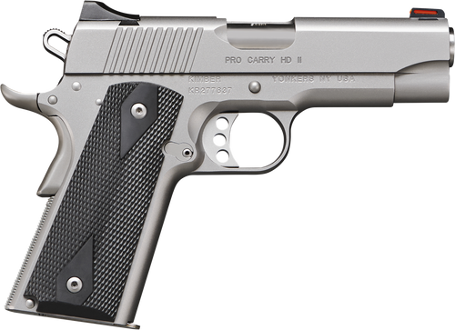 Kimber Mfg.,inc 3200044CA Pro Carry HD II (CA) 38 Super 9+1 4" Stainless Steel Slide Satin Silver Black Synthetic Double Diamond Checkering Grip