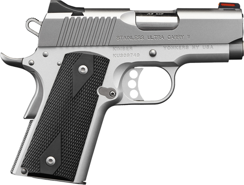 Kimber Mfg.,inc 3200062CA Stainless Ultra Carry II (CA) 45 ACP 7+1 3" Satin Silver Steel Slide Black Synthetic Double Diamond Checkering Grip
